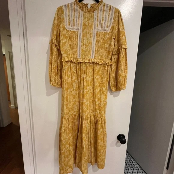 Laura Ashley UO Exclusive Madison Midi Dress - Yellow S at Urban Outfitters Laura Ashley UO Exclusive Madison Midi Dress - Yellow S at Urban Outfitters